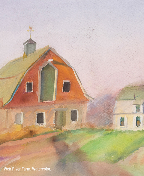 Weir River Farm. Watercolor.