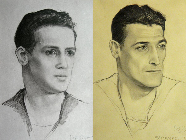 drawings of two World War II officers